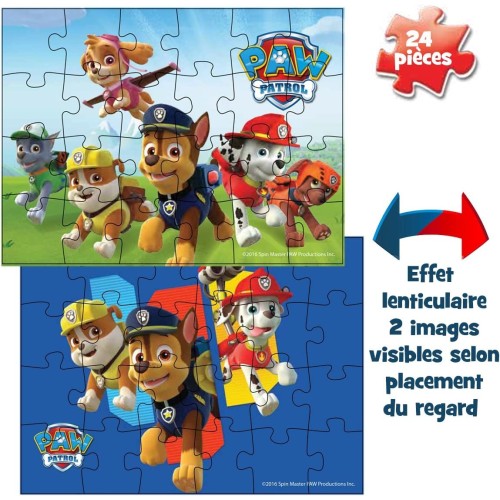 GRANDE VALISETTE METAL 2 PUZZLES LENTICULAIRES Paw Patrol- SPIN MASTER 20080378